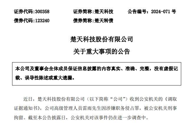 涉嫌职务侵占罪“90后”雷雨被刑拘！升任高管不足3个月所在公